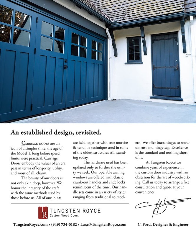 Carriage door advertisement for Tungsten Royce featuring signature.